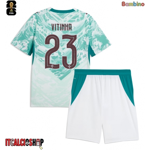 Portogallo Vitinha #23 Seconda Maglia Bambino Mondiali 2026 Manica Corta (+ Pantaloni corti)